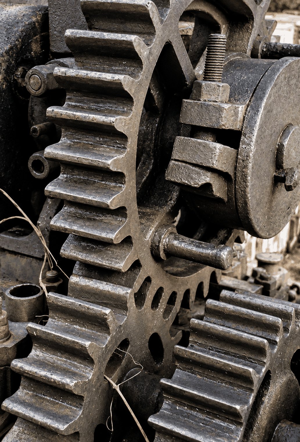 Industrial gears after rust and residue cleaning