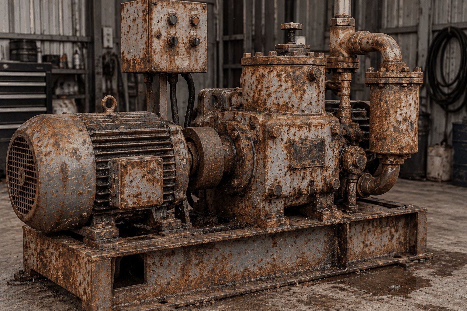 Machinery before dry ice blasting